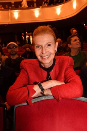 Jutta Kammann Premiere Wer schießt auf Frau Hummel Comedy at the Hotel Bayerischer Hof Munich January 15, 2026