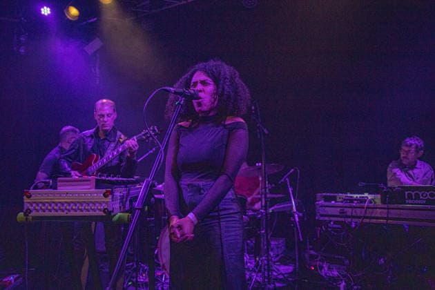 January 15, 2026, Bologna, Emilia Romagna, Italy: Anna Bassy (C) ,Nicola Caleffi (L) ??, Andrea Rovacchi (R) of Julie s Haircut, on stage at the Locomotiv in Bologna. They performed in Bologna on Thursday, January 15, 2026, at the Locomotiv Club. The concert was part of the tour to promote their tenth album, Radiance Opposition, which was released at the end of 2025. Bologna Italy - ZUMAs197 20260115_aaa_s197_500 Copyright: xCarloxVerganix