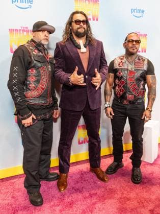 January 15, 2026, Bronx, New York, USA: Jason Momoa (C) and members of Redrum MC motorcycle club attend special screening of The Wrecking Crew at Regal Times Square in New York, NY on January 15, 2026 Bronx USA - ZUMAr339 20260115_znp_r339_090 Copyright: xLevxRadinx