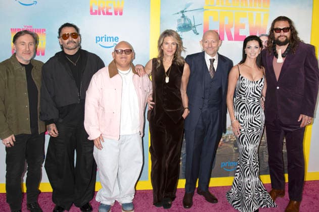 Jonathan Tropper, Angel Manuel Soto, Jacob Batalon,Lynn Harris, Jeff Fierson, Morena Baccarin and Jason Momoa at the special screening of the Amazon Prime Video movie The Wrecking Crew at Regal Times Square New York, 15 01 2026 Foto:xB.xHinex xFuturexImagex crew_6156