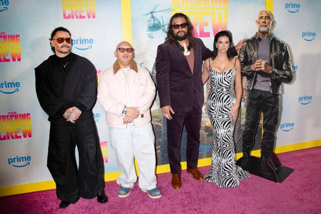Angel Manuel Soto, Jacob Batalon, Jason Momoa and Morena Baccarin at the special screening of the Amazon Prime Video movie The Wrecking Crew at Regal Times Square New York, 15 01 2026 Foto:xB.xHinex xFuturexImagex crew_6160