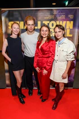 abb Dana Herfurth, Campbell Caspary, Hille Norden and Luna Jordan as guests on the red carpet at the premiere of the movie SmallTown Girl at the cinema in the Kulturbrauerei on 15 01 2026 Berlin Germany