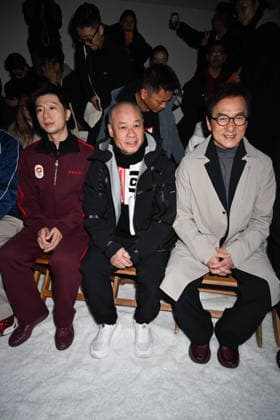 Milan, Milan Men s Fashion Week: Fall Winter 2026 - Men s Fashion, Fall Winter 2026 - Li-Ning fashion show - front row. Pictured: Ma Long, Mr. Li Ning, Jackie Chan  Copyright: xSimonaxChiocciax xipa-agency.netx xFotosickix IPA_Agency_IPA70141614