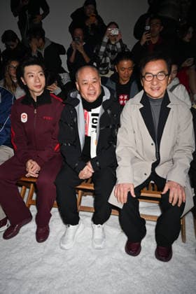 Milan, Milan Men s Fashion Week: Fall Winter 2026 - Men s Fashion, Fall Winter 2026 - Li-Ning fashion show - front row. Pictured: Ma Long, Mr. Li Ning, Jackie Chan  Copyright: xSimonaxChiocciax xipa-agency.netx xFotosickix IPA_Agency_IPA70141622