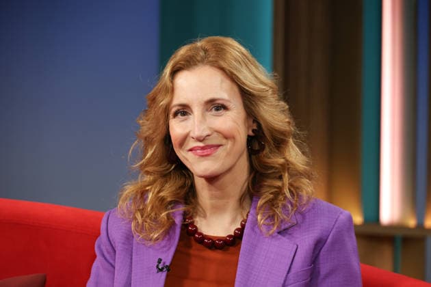 Ilka Petersen hosts the television program DAS Rote Sofa, a live talk show on Norddeutscher Rundfunk, photo session on 16 1 2026 in the NDR television studio in Hamburg Lokstedt