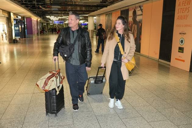RTL Dschungelcamp Frankfurt 2026 Hardy Krüger jr and his wife Alice leaving for the RTL show Ich bin ein Star - Holt mich hier raus Dschungelcamp 2026 at Frankfurt Airport Frankfurt Airport Hessen