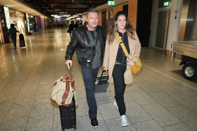 RTL Dschungelcamp Frankfurt 2026 Hardy Krüger jr and his wife Alice leaving for the RTL show Ich bin ein Star - Holt mich hier raus Dschungelcamp 2026 at Frankfurt Airport Frankfurt Airport Hessen