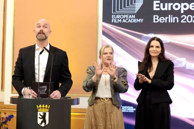 Matthijs Wouter Knol, Ada Solomon and Juliette Binoche at the Mayor s Night of the European Film Academy as part of the 38 European Film Awards in the Rotes Rathaus Berlin, 16 01 2026 Foto:xS.xGabschx xFuturexImagex mayors_6117