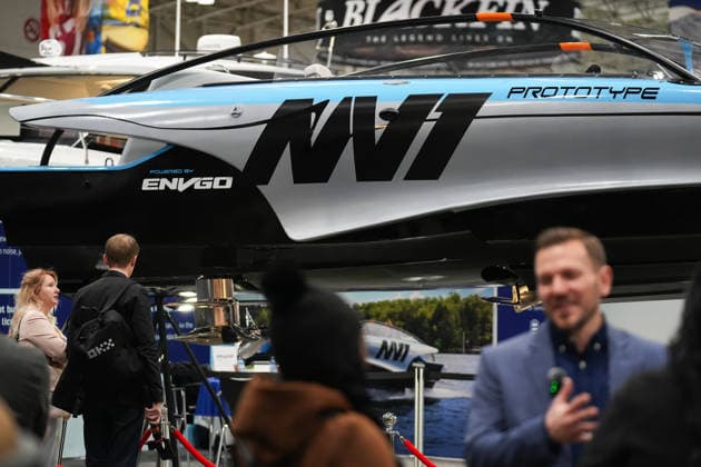 2026 Toronto International Boat Show - Media Preview Day TORONTO, CANADA - JANUARY 16 : ENVGO, electric hydrofoil boat, is seen on display during the media preview day of 68th Toronto International Boat Show in Toronto, Ontario on January 16, 2026. North America s Largest indoor boat show featuring boats, marine products and accessories, will run between January 17 to 25. Mert Alper Dervis Anadolu Toronto Canada. Editorial use only. Please get in touch for any other usage.  Copyright: x2026xAnadoluxMertxAlperxDervisx