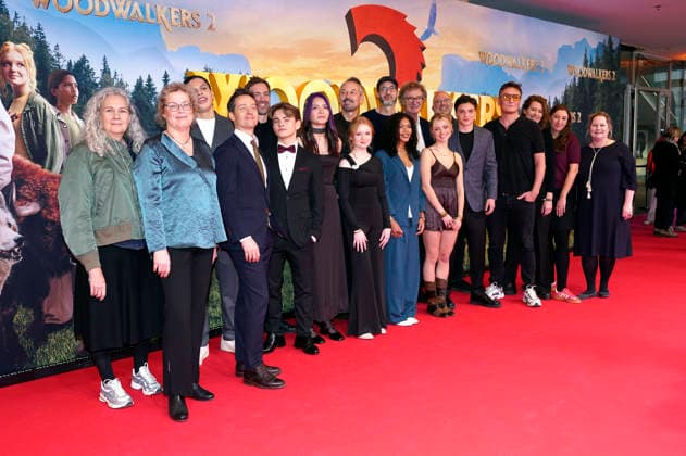 Tom Schilling, Emil Bloch, Emile Cherif, Lilli Falk, Johan von Ehrlich, Sophie Lelenta, Lara Amelie Rosa, Olivia Sinclair, Oliver Masucci and Olivia Sinclair with cast and crew at the premiere of the feature film Woodwalkers 2 at Mathäser Filmpalast Munich, 16 01 2026 Foto:xN.xKolinzx xFuturexImagex woodwalkers_6126