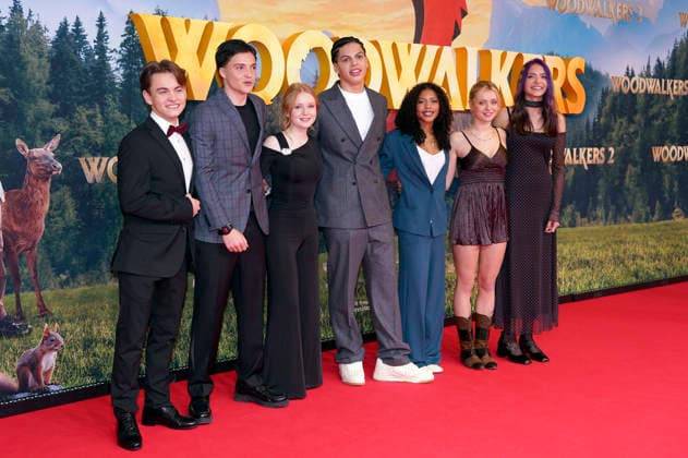 Emil Bloch, Emile Cherif, Lilli Falk, Johan von Ehrlich, Sophie Lelenta, Lara Amelie Rosa and Olivia Sinclair at the premiere of the movie Woodwalkers 2 at Mathäser Filmpalast Munich, 16 01 2026 Foto:xN.xKolinzx xFuturexImagex woodwalkers_6134