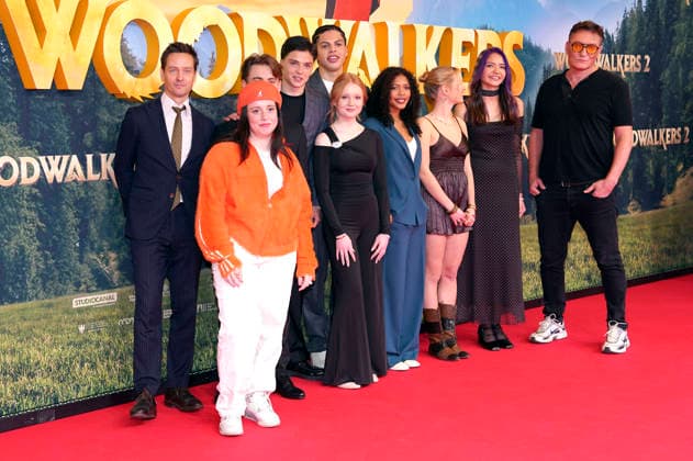 Tom Schilling, Maria Tsiftsi, Emil Bloch, Emile Cherif, Lilli Falk, Johan von Ehrlich, Sophie Lelenta, Lara Amelie Rosa, Olivia Sinclair and Oliver Masucci at the premiere of the feature film Woodwalkers 2 at Mathäser Filmpalast Munich, 16 01 2026 Foto:xN.xKolinzx xFuturexImagex woodwalkers_6136