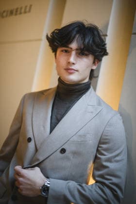 Milan Fashion Week - Men F W 2026-27 Brunello Cucinelli Presentation People Milan, Italy Mattia Basso Milan Fashion Week - Men F W 2026-27 Brunello Cucinelli Presentation People Milan, Italy 16th January 2026 SGPItalia id 134347_001 Not Exclusive  Copyright: xLorenzoxBaroncelli SGPx