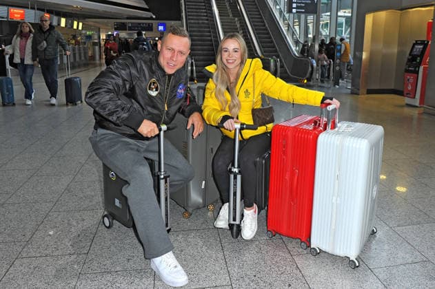 RTL Dschungelcamp 2026 Patrick Romer and Annelie Henze on the occasion of the departure of the candidates of the RTL program Ich bin ein Star holt mich hier raus to the Jungle Camp 2026 in Australia on 17 01 2026 at Frankfurt Main Airport 20260117MWI101348