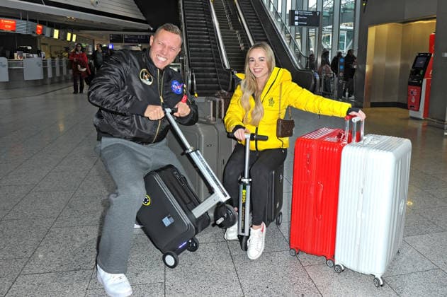 RTL Dschungelcamp 2026 Patrick Romer and Annelie Henze on the occasion of the departure of the candidates of the RTL program Ich bin ein Star holt mich hier raus to the Jungle Camp 2026 in Australia on 17 01 2026 at Frankfurt Main Airport 20260117MWI101357