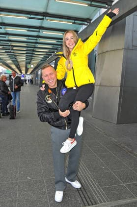RTL Dschungelcamp 2026 Patrick Romer and Annelie Henze on the occasion of the departure of the candidates of the RTL program Ich bin ein Star holt mich hier raus to the Jungle Camp 2026 in Australia on 17 01 2026 at Frankfurt Main Airport 20260117MWI101388