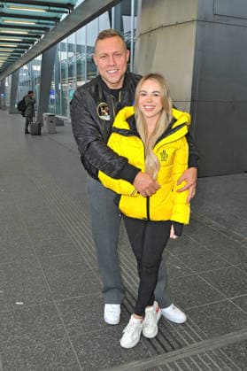 RTL Dschungelcamp 2026 Patrick Romer and Annelie Henze on the occasion of the departure of the candidates of the RTL program Ich bin ein Star holt mich hier raus to the Jungle Camp 2026 in Australia on 17 01 2026 at Frankfurt Main Airport 20260117MWI101399