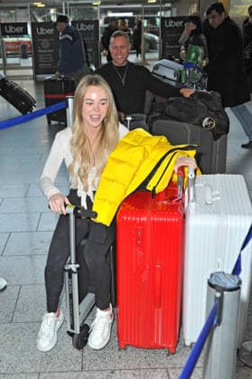 RTL Dschungelcamp 2026 Patrick Romer and Annelie Henze on the occasion of the departure of the candidates of the RTL program Ich bin ein Star holt mich hier raus to the Jungle Camp 2026 in Australia on 17 01 2026 at Frankfurt Main Airport 20260117MWI101453