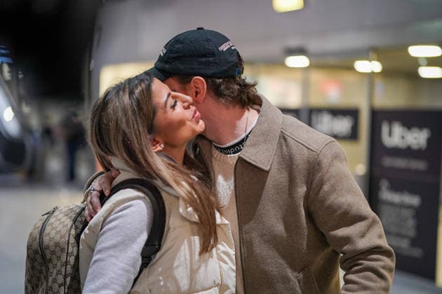 RTL Jungle Camp Frankfurt 2026 Eva Benetatou and Max Suhr leaving for the RTL show Ich bin ein Star Holt mich hier raus Jungle Camp 2026 at Frankfurt Airport Frankfurt Frankfurt Airport Hesse