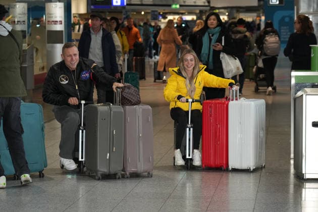 RTL Dschungelcamp Frankfurt 2026 Patrick Romer and girlfriend Annelie Henz leaving for the RTL show Ich bin ein Star Holt mich hier raus Dschungelcamp 2026 at Frankfurt Airport Frankfurt Airport Hessen