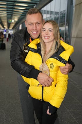 RTL Dschungelcamp Frankfurt 2026 Patrick Romer and girlfriend Annelie Henz leaving for the RTL show Ich bin ein Star Holt mich hier raus Dschungelcamp 2026 at Frankfurt Airport Frankfurt Airport Hessen