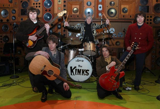Sunny Afternoon musical London, UK. Original The Kinks drummer Mick Avory (centre) at the Photocall for the cast of The Kinks inspired musical Sunny Afternoon. The show is about the rise of the north London music group The Kinks in the 1960s. They were considered part of the elite British music scene and rivals to The Beatles and The Rolling Stones at the time. L-R: Harry Curley (Peter Quaife), Danny Horn (Ray Davies), Mick Avory, Oliver Hoare ( Dave Davies) and Zakarie Stokes (Mick Avory), .The show has been on tour around the UK. They™re in London to 31st January 2026, Alexandra Palace. 16th January 2026. LMK11-S170126-001 Steve Bealing Landmark Media 