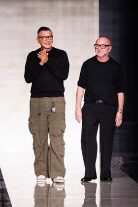 News - Dolce & Gabbana - Runway - Milan Fashion Week - Menswear Fall Winter 2026-2027 Stefano Gabbana and Domenico Dolce acknowledge the audience s applause during the Dolce &amp; Gabbana Men s Fall Winter 2026 2027 fashion show at Milan Fashion Week, January 17, 2026, in Milan, Italy. Photo: Cinzia Camela. Milan Metropol Italy Copyright: xCinziaxCamelax xLiveMediax LPN_2242172
