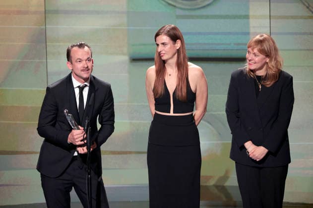 Jonas Dornbach, Janine Jackowski and Maren Ade at the presentation of the 38 European Film Awards 2026 at the Haus der Kulturen der Welt Berlin, 17 01 2026 Foto:xS.xGabschx xFuturexImagex efa_6323