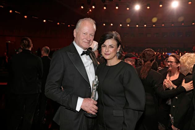 Stellan Skarsgard with wife Megan Everett at the presentation of the 38 European Film Awards 2026 at the Haus der Kulturen der Welt Berlin, 17 01 2026 Foto:xS.xGabschx xFuturexImagex efa_6335