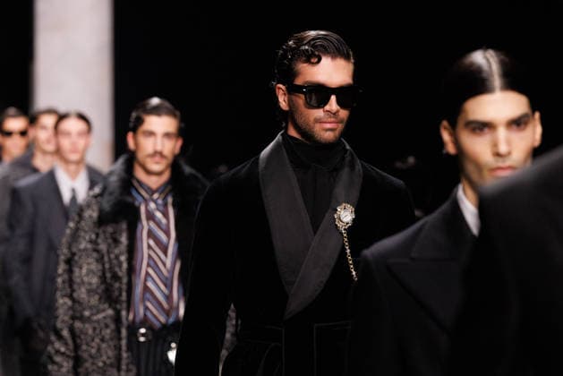 News - Dolce & Gabbana - Runway - Milan Fashion Week - Menswear Fall Winter 2026-2027 Model walk the runway for the finale during the Dolce &amp; Gabbana Fall Winter 2026 2027 menswear show at Milan Men s Fashion Week, on January 17, 2026, in Milan, Italy. Photo by Cinzia Camela. Milan Metropol Italy Copyright: xCinziaxCamelax xLiveMediax LPN_2243849