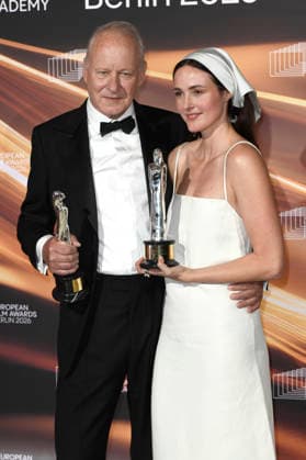 Stellan Skarsgard and Renate Reinsve at the presentation of the 38 European Film Awards 2026 at the Haus der Kulturen der Welt Berlin, 17 01 2026 Foto:xC.xNiehausx xFuturexImagex efa_6259