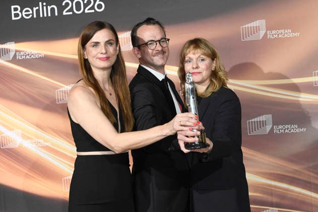 Janine Jackowski, Jonas Dornbach and Maren Ade at the presentation of the 38 European Film Awards 2026 at the Haus der Kulturen der Welt Berlin, 17 01 2026 Foto:xC.xNiehausx xFuturexImagex efa_6344