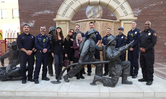 17 January 2026 - Los Angeles, California -Frances Fisher, Firemen from Hollywood Division. The Brave and the Rescued Honoring LA Fire Department First Responders held at The LA City Fire Museum l in Los Angeles. Los Angeles USA - ZUMAa123 20260117_zaa_a123_057 Copyright: xADx
