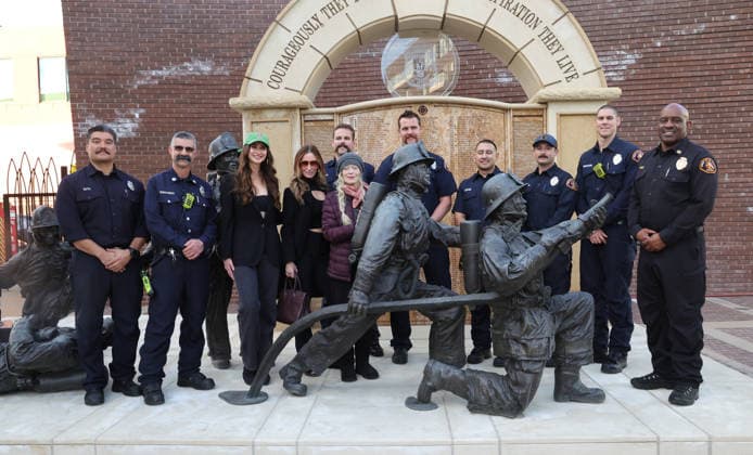 17 January 2026 - Los Angeles, California -Frances Fisher, Firemen from Hollywood Division. The Brave and the Rescued Honoring LA Fire Department First Responders held at The LA City Fire Museum l in Los Angeles. Los Angeles USA - ZUMAa123 20260117_zaa_a123_117 Copyright: xADx