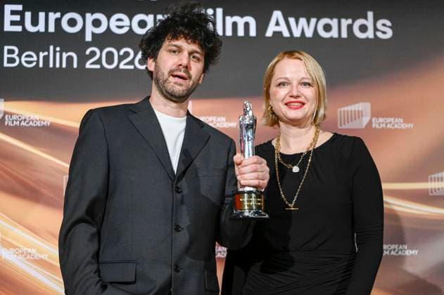 abb Igor Bezinovic and Vanja Jambrovi Winners of the Film Award as guests on the red carpet at the European Film Awards 2026 European Film Awards 2026 Gala at the Haus der Kulturen der Welt on 17 01 2026 in Berlin Berlin Germany