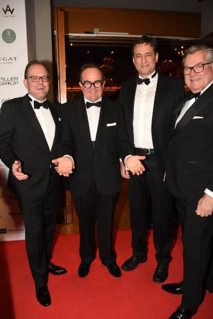 Manuel Pretzl CSU City Councillor Clemens Baumgaertner CSU Local Councillor a D Mayor Candidate Georg Eisenreich CSU Justice Minister Josef Schmid CSU MdL Organizers Munich 17 01 2026 Paulaner am Nockherberg Muenchner Gschichten CSU Schwarzweiss Ball Photo Muenchen