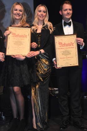 Newcomer of the Year Ena Operta and Nira Operta, BYENA Beauty Entrepreneur of the Year Daniel Metzler and Josef Fleischmann, Absent Isar Aerospace Munich 17 01 2026 Paulaner am Nockherberg Muenchner Gschichten CSU Schwarzweiss Ball Foto Muenchen