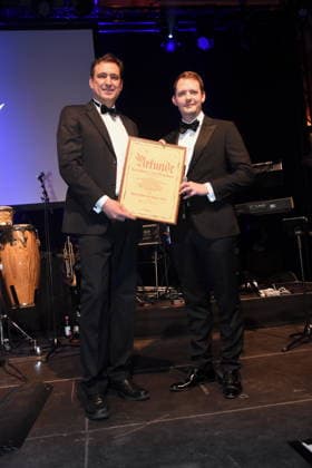 Georg Eisenreich CSU Minister of Justice Entrepreneur of the Year Daniel Metzler and Josef Fleischmann, Absent Isar Aerospace Munich 17 01 2026 Paulaner am Nockherberg Muenchner Gschichten CSU Schwarzweiss Ball Foto Muenchen