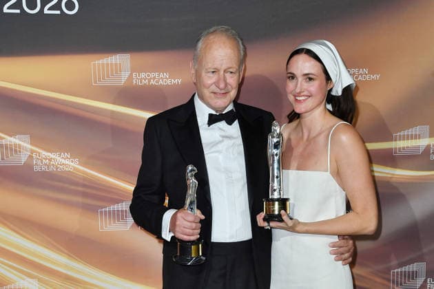 Stellan Skarsgard European Actor Award and Renate Reinsve at the EUROPEAN FILM AWARDS 2026 ceremony in Berlin on 17 01 2026