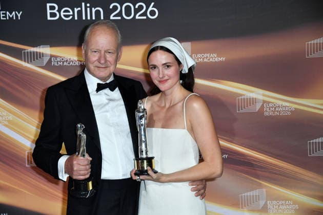 Stellan Skarsgard European Actor Award and Renate Reinsve at the EUROPEAN FILM AWARDS 2026 ceremony in Berlin on 17 01 2026