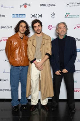 Ceremonie Des Lumieres 2026 Sayyid El Alami, Antoine Chevrollier and producer Nicolas Blanc attends the Ceremonie Des Lumieres 31th International Press Award Ceremony at l Institut du Monde Arabe on January 18, 2026 in Paris, France. Photo by Nasser Berzane ABACAPRESS.COM Paris France  Copyright: xBerzanexNasser ABACAx