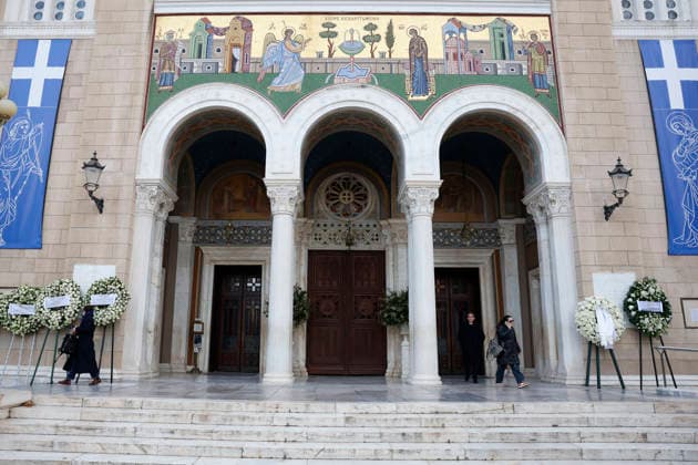 View of the front door of the Metropolitan cathedreal of Athens, Greece on 19 January 2026 where will take place the funeral of Princess Irene of Greece and Denmark, who died in Madrid last 15 January. Funeral of Princess Irene of Greece and Denmark in Athens !ACHTUNG: NUR REDAKTIONELLE NUTZUNG!  Copyright: xMariscalx GRAF956 20260119-55019104597_1