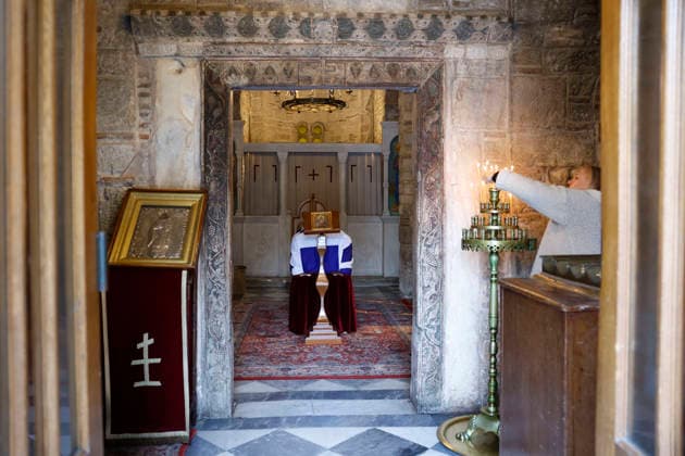 View of the coffin with the remains of Princess Irene of Greece and Denmark at Church of Saint Eleutherius, next to the Metropolitan cathedreal of Athens, Greece on 19 January 2026 where will take place the funeral of Princess Irene of Greece and Denmark, who died in Madrid last 15 January. Funeral of Princess Irene of Greece and Denmark in Athens !ACHTUNG: NUR REDAKTIONELLE NUTZUNG!  Copyright: xMariscalx GRAF960 20260119-55019104606_1