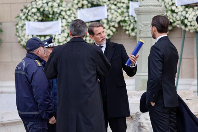 Crown Prince of Greece Pavlos (2R), Prince Philippos of Greece and Denmark (R) and Prince Nikolaos of Greece and Denmark (3R) at their arrival to the funeral of Princess Irene of Greece and Denmark helt at the Metropolitan cathedreal of Athens, Greece on 19 January 2026. Princess Irene of Greece and Denmark died in Madrid last 15 January. Funeral of Princess Irene of Greece and Denmark in Athens !ACHTUNG: NUR REDAKTIONELLE NUTZUNG!  Copyright: xMariscalx GRAF983 20260119-55019105017_1