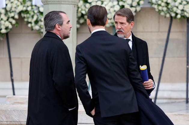 Crown Prince of Greece Pavlos (R), Prince Philippos of Greece and Denmark (C) and Prince Nikolaos of Greece and Denmark (L) at their arrival to the funeral of Princess Irene of Greece and Denmark helt at the Metropolitan cathedreal of Athens, Greece on 19 January 2026. Princess Irene of Greece and Denmark died in Madrid last 15 January. Funeral of Princess Irene of Greece and Denmark in Athens !ACHTUNG: NUR REDAKTIONELLE NUTZUNG!  Copyright: xMariscalx GRAF988 20260119-55019105044_1