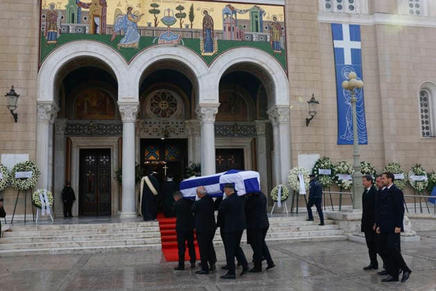 Crown Prince of Greece Pavlos (3R), Prince Philippos of Greece and Denmark (R) and Prince Nikolaos of Greece and Denmark (2R) follow the coffin during the funeral of Princess Irene of Greece and Denmark helt at the Metropolitan cathedreal of Athens, Greece on 19 January 2026. Princess Irene of Greece and Denmark died in Madrid last 15 January. Funeral of Princess Irene of Greece and Denmark in Athens !ACHTUNG: NUR REDAKTIONELLE NUTZUNG!  Copyright: xMariscalx GRAF1021 20260119-55019105257_1