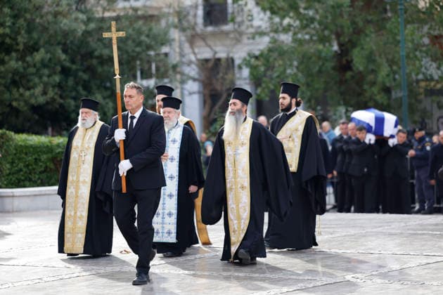 Ieronymos II of Athens (L) follows the coffin during the funeral of Princess Irene of Greece and Denmark helt at the Metropolitan cathedreal of Athens, Greece on 19 January 2026. Princess Irene of Greece and Denmark died in Madrid last 15 January. Funeral of Princess Irene of Greece and Denmark in Athens !ACHTUNG: NUR REDAKTIONELLE NUTZUNG!  Copyright: xMariscalx GRAF1023 20260119-55019105267_1