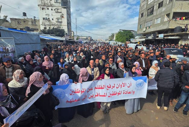 The UNRWA staff union held a sit-in protest in front of the agency s headquarters in Khan Younis against the UNRWA Commissioner-General s decision to dismiss hundreds The UNRWA staff union held a sit-in protest in front of the agency s headquarters in Khan Younis against the UNRWA Commissioner-General s decision to dismiss hundreds of their colleagues. Khan Younis, southern Gaza Strip, January 19, 2026. Photo by Tariq Mohammad APA Images Khan Yunis Gaza Strip Palestinian Territory 190126_Khan_Yunes_TM_01(20) Copyright: xapaimagesxTariqxMohammad xapaimagesx