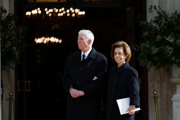 Alexander, Crown Prince of Yugoslavia (L) and her wife Katherine Karadordevicy, princess of Serbia (R) after attending to the mass funeral of Princess Irene of Greece and Denmark held at the Metropolitan cathedreal of Athens, Greece on 19 January 2026. Princess Irene of Greece and Denmark died in Madrid last 15 January. Funeral of Princess Irene of Greece and Denmark in Athens !ACHTUNG: NUR REDAKTIONELLE NUTZUNG!  Copyright: xMariscalx GRAF1214 20260119-55019107127_1
