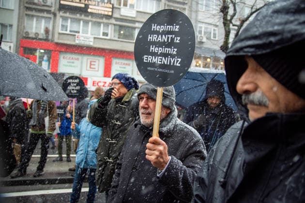January 19, 2026, Istanbul, Istanbul, Turkey: Hrant Dink, the Editor-in-Chief of the Agos newspaper, was commemorated in Istanbul on the 19th anniversary of his assassination at the site where he was shot dead. Civil society representatives, journalists, and human rights activists attended the commemoration, honoring Dinkâ€⠢s legacy of peace, dialogue, and freedom of expression. Dink was killed in a gun attack in front of the Agos newspaper building on January 19, 2007. Istanbul Turkey - ZUMAt171 20260119_zip_t171_006 Copyright: xAbdullahxTepelix